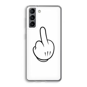 Middle finger white: Samsung Galaxy S21 Transparant Hoesje