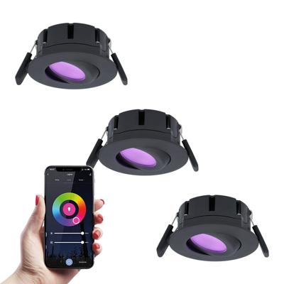 Set van 3 Napels smart inbouwspots - IP65 Waterdicht - 8 Watt 600 Lumen - Kantelbaar - Wifi + Bluetooth - RGBWW - Google Home, Amazon Alexa en Siri - Zwart - Voor binnen en buiten