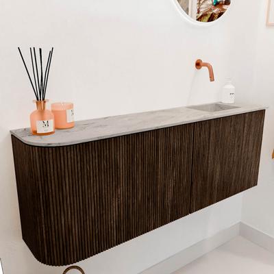 Toiletmeubel Mondiaz Joya Dlux | 111.6 cm | Meubelkleur Walnut | Faye wastafel Glace Wasbak Rechts | Zonder kraangat(en)
