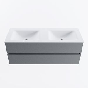 MONDIAZ VICA 130cm badmeubel onderkast Plata 2 lades. Wastafel CLOUD dubbel 2 kraangaten, kleur Talc.