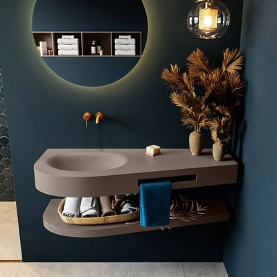 MONDIAZ RIVA 120cm Wastafel met planchet kleur Smoke. Wastafel DULCET links 0 kraangaten kleur Smoke. MONDIAZ RIVA 120cm Wastafel met planchet kleur Smoke. Wastafel DULCET links 0 kraangaten kleur Smoke.