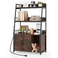 Kattenkast met Boekenplank Oplaadstation 3 Niveaus Krabmat & Ingang 80 x 40 x 132 cm Bruin