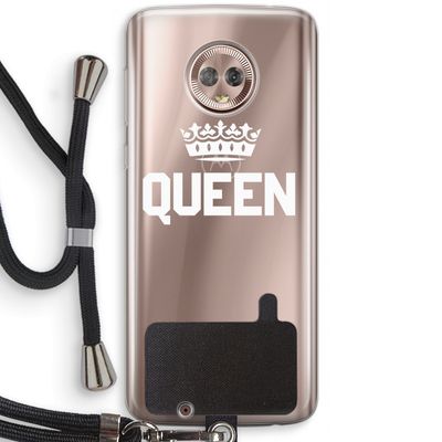 Queen zwart: Motorola Moto G6 Transparant Hoesje met koord
