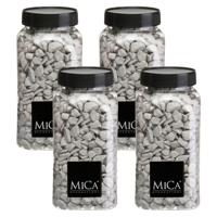 Mica Decorations decoratie steentjes - 4x - grijs - 1 kilo - 650ml - hobby steentjes