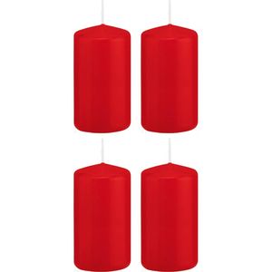 4x Kaarsen rood 6 x 12 cm 40 branduren sfeerkaarsen - Stompkaarsen