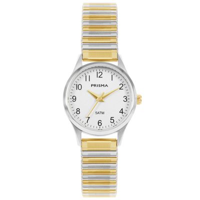 Prisma P.1171 Horloge staal rekband zilver-en goudkleurig 25 mm