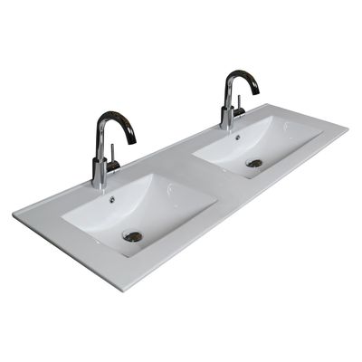 Badmeubelset BWS Salt 120x46cm Greeploos 2 Lades Met Wastafel Porselein 2 Kraangaten Whisky Oak