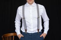 Luxe Leandro Bretels | Voor Mannen | Blauw/geel | Traditionele Bretels | Peaky Blinders