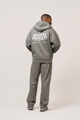 Equalité Societe Oversized Full Zip Hoodie Heren Grijs - Maat XS - Kleur: WitGrijs | Soccerfanshop