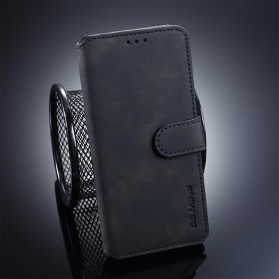 DG. MING Retro olie kant horizontale Flip Case voor Galaxy S10 met houder & kaartsleuven & portemonnee (zwart)