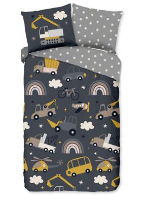Good Morning Kinderdekbedovertrek "Werkvoertuigen" - Grijs - (140x200/220 cm) - Katoen Good Morning Kinderdekbedovertrek "Werkvoertuigen" - Grijs - (140x200/220 cm) - Katoen