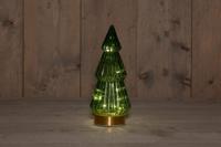 B.O.T. Tree Glass 10X23,5 cm Green With Golden Base 10Led - Annas collection