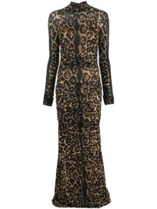 Blumarine robe froncée à imprimé léopard - Noir