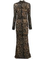 Blumarine robe froncée à imprimé léopard - Noir