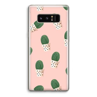 Cactusprint roze: Samsung Galaxy Note 8 Transparant Hoesje