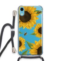 Sunflower and bees: iPhone XR Transparant Hoesje met koord