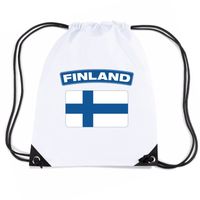 Finland nylon rugzak wit met Finse vlag - thumbnail