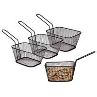 Arte regal Frietmandje - 4x - zwart - patatmandje - 23x11x7 cm - serveermandjes voor snacks