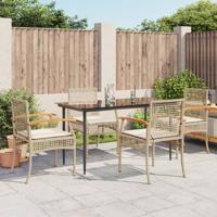 5-delige Tuinset met kussens poly rattan beige