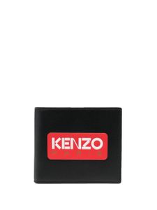 Kenzo portefeuille pliant en cuir à patch logo - Noir