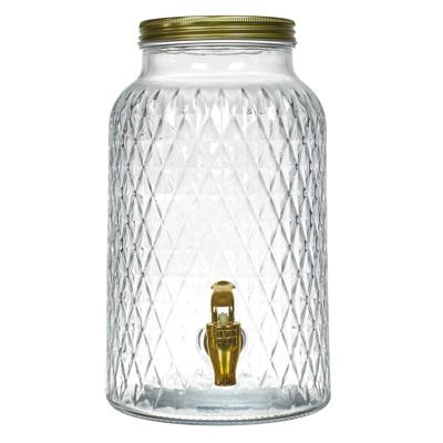 Home Deco Factory Drankdispenser - 6 liter - glas - limonadetap - waterdispenser