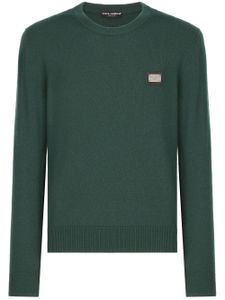 Dolce & Gabbana pull en laine à plaque logo - Vert