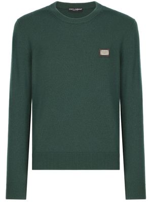 Dolce & Gabbana pull en laine à plaque logo - Vert