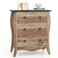76,5 cm Slaapkamer Commode Opbergmeubel met 3 Opvouwbare Stoffen Laden en Anti-Kantel Set voor Kinderkamer Woonkamer