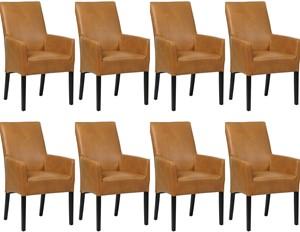 Set van 8 Leren eetkamerstoelen Just - met armleuning - Echt leer, Landelijk, Comfortabel en kies uit meer dan 150+ kleuren - Ontdek de Vele Leersoorten en Kleuren bij ShopX