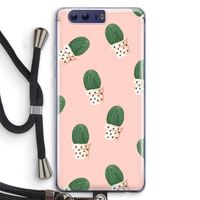 Cactusprint roze: Honor 9 Transparant Hoesje met koord