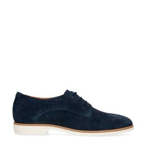 Manfield suède veterschoenen donkerblauw