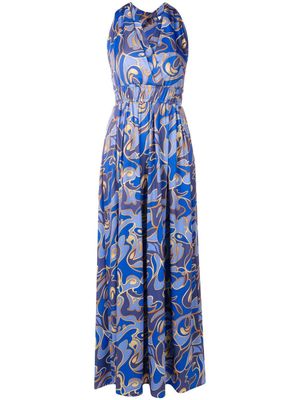 Lygia & Nanny robe imprimée à dos nu - Bleu