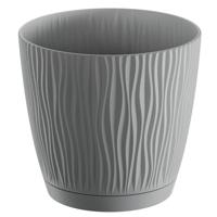 Plantenpot Waves - kunststof - steengrijs - D28 x H26 cm - binnen/buiten - bloempot