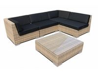 Loungeset Londen 2201 - Cappuccino - Plat vlechtwerk