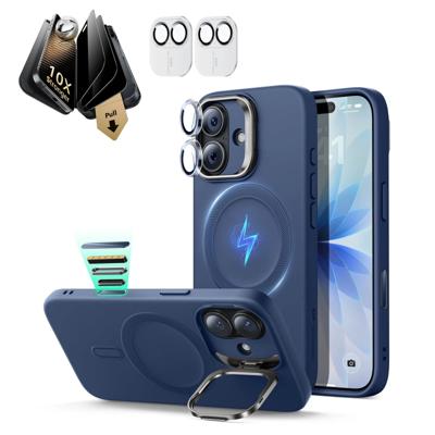 iPhone 17 Bundle Cloud Soft Magnetic Case (Stash Stand) and Armorite Pro Privacy Screen Protector - Navy Blue iPhone 17 Bundle Cloud Soft Magnetic Case (Stash Stand) and Armorite Pro Privacy Screen Protector - Navy Blue