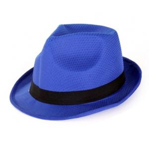 Party feest gleufhoedje - blauw - verkleed trilby hoed - kleuren/maffia/gangster thema feest