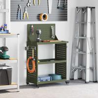 Gereedschapswagen met plank met wiel met opslag Olijfgroen 65 x 35 x 111 cm