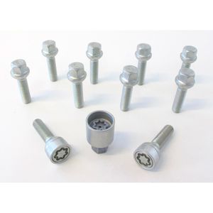 H&R Wielboutenset bolkonisch R12 M12x1.50 - Lengte 47mm - 10 stuks (bv. Mercedes) - incl. wielsloten HR1254702SET