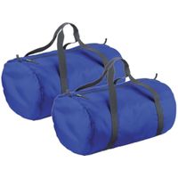 3x stuks kobalt blauwe ronde polyester reistas/sporttas/weekendtas 32 liter - thumbnail