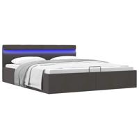Bedframe met opbergruimte en LED stof donkergrijs 160x200 cm