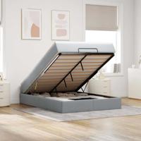 Ottoman bed met matras 140x200cm stof lichtgrijs