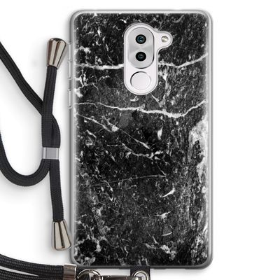 Zwart marmer: Honor 6X Transparant Hoesje met koord