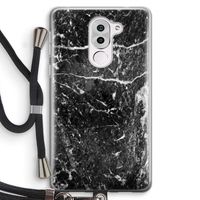 Zwart marmer: Honor 6X Transparant Hoesje met koord Zwart marmer: Honor 6X Transparant Hoesje met koord