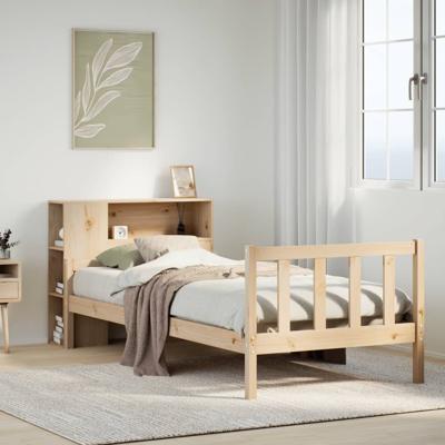 Bed met boekenkast zonder matras massief grenenhout 90x190 cm