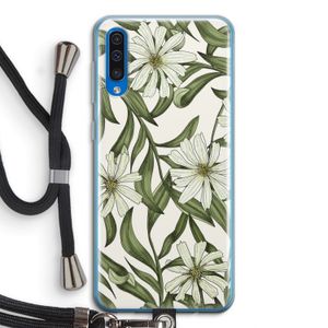 Wit bloemenpatroon: Samsung Galaxy A50 Transparant Hoesje met koord