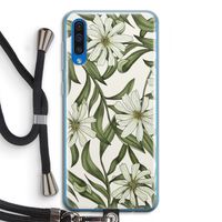 Wit bloemenpatroon: Samsung Galaxy A50 Transparant Hoesje met koord