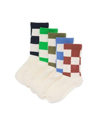 HEMA Kindersokken rib blokken - 5 paar beige (beige)