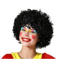 Atosa Verkleedpruik - zwart - kleine krullen - Pietenpruik
