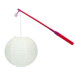 Lampionstokje 40 cm - met lampion - wit - D25 cm