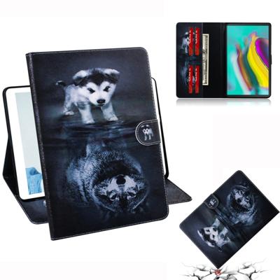 Wolf en hond patroon horizontale Flip lederen case voor Galaxy tab S5E T720/T725 met houder & Card slot & portemonnee